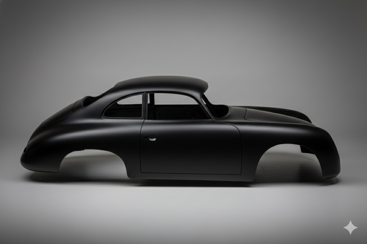 Black vintage car on a gray background