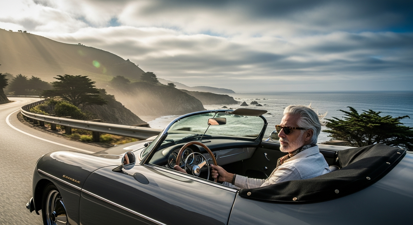 356 speedster on a coast highway