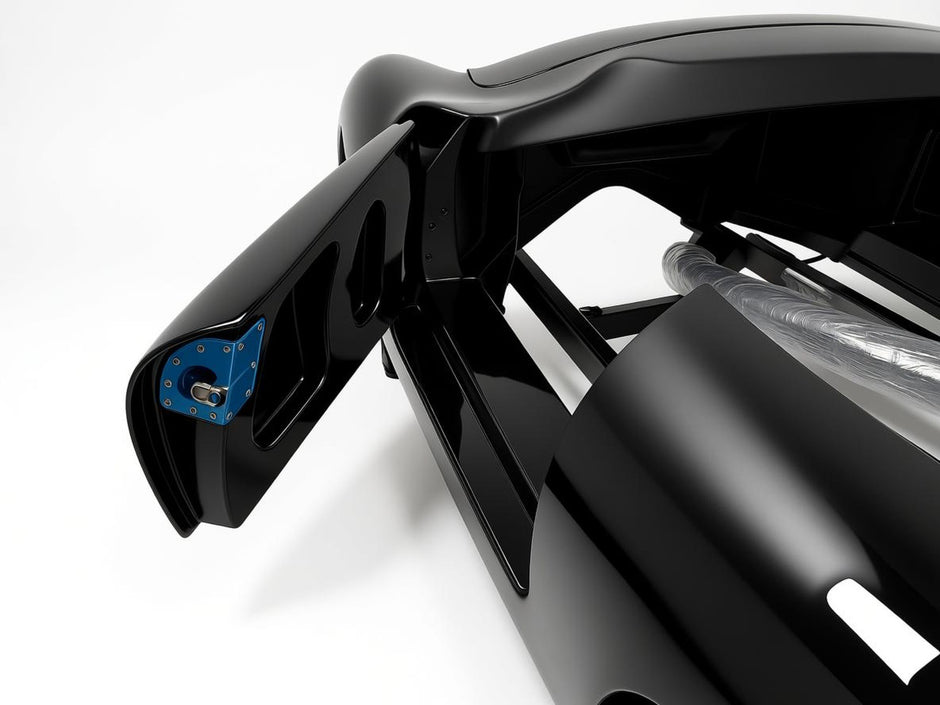 Close-up of a black car front dooron a white background