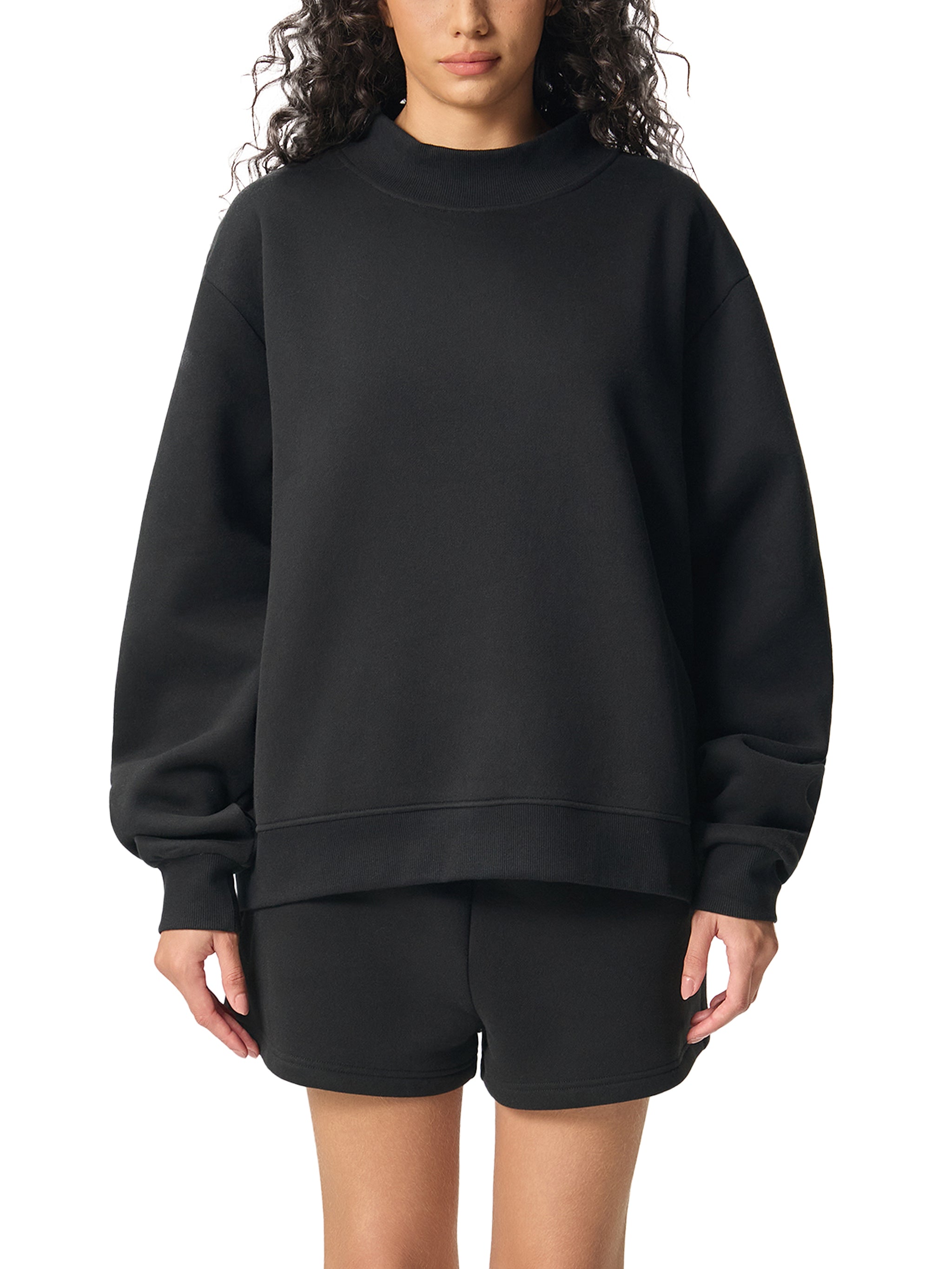 Women's Fleece Mock-Neck Crew Sweatshirt