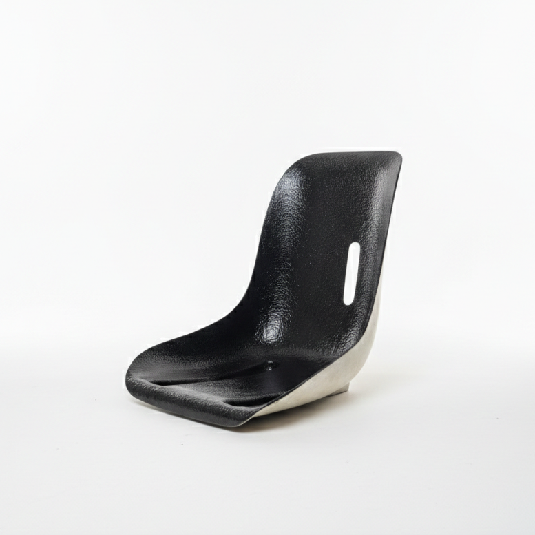 Black plastic chair on a white background